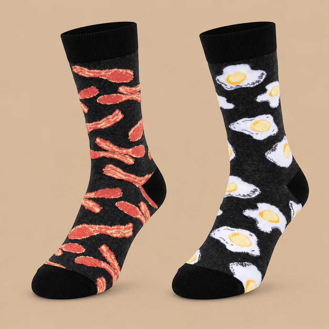 Bacon & Eggs Mismatched Socks: the shop's own photo