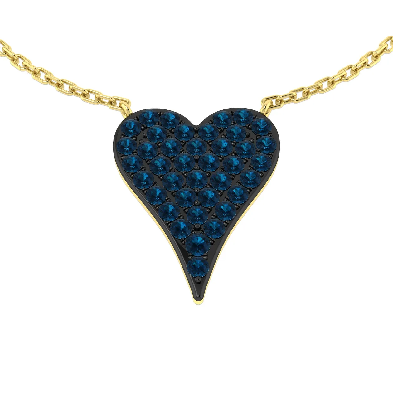 Heart-Shaped Blue Gemstone Necklace | Gold & Platinum | UK Made - 18k Yellow Gold / Lab Grown Diamond (D/VVS) / 0.50 Carat: the shop's own photo