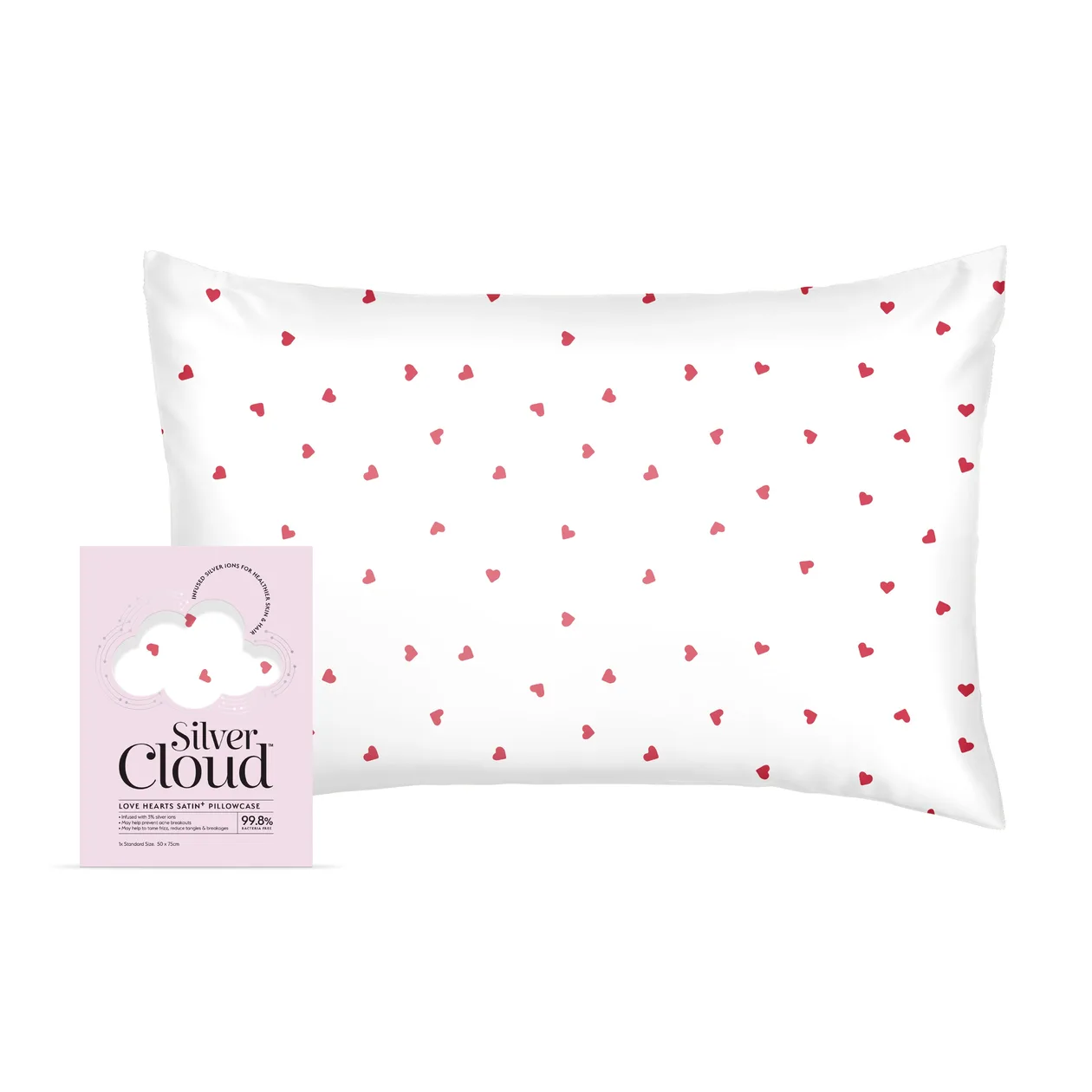 Satin Heart Pillowcase Love Heart Infused With Silver Ions: the shop's own photo