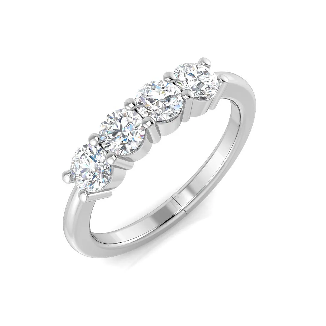 5 Stone Lab Grown Diamond Ring | Round Cut Diamond Band - 0.50 Carat / 18k Yellow Gold: the shop's own photo