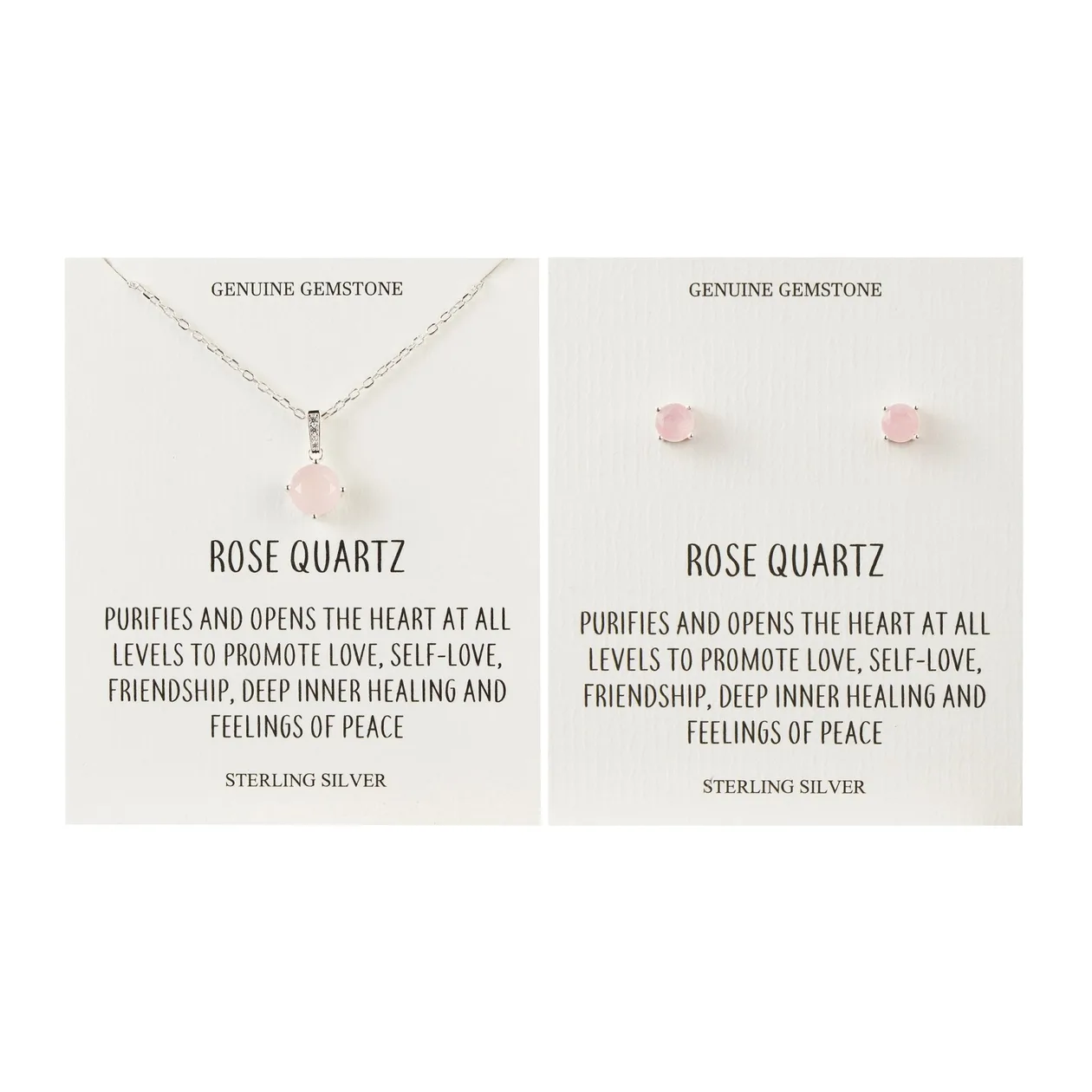 Sterling Silver Rose Quartz Gemstone Set with Quote Card: the shop's own photo
