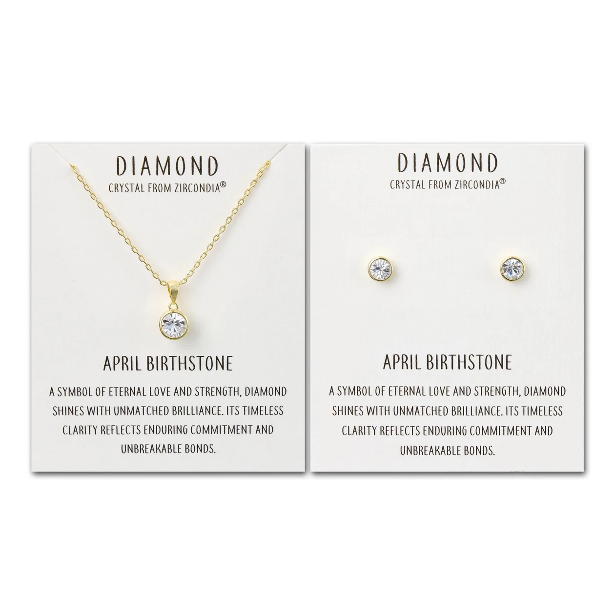 18k Gold Plated April (Diamond) Birthstone Necklace & Earrings Set Created with Zircondia® Crystals: the shop's own photo