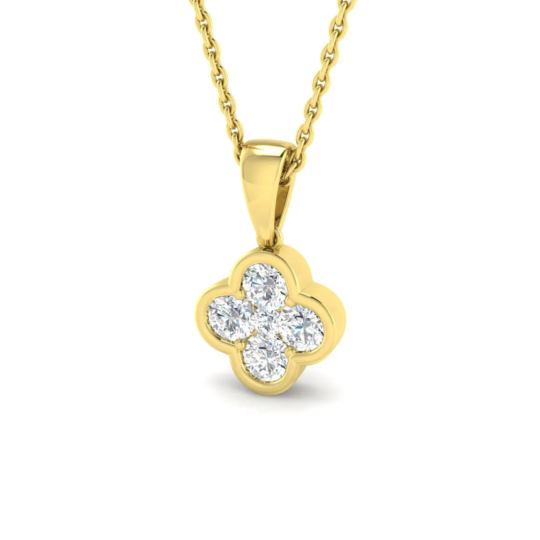 9ct Yellow Gold 0.43ct Lab Grown Diamond Clover Pendant - 0.43 Carat / Lab Grown (D/VVS) / 9-k-yellow-gold: the shop's own photo