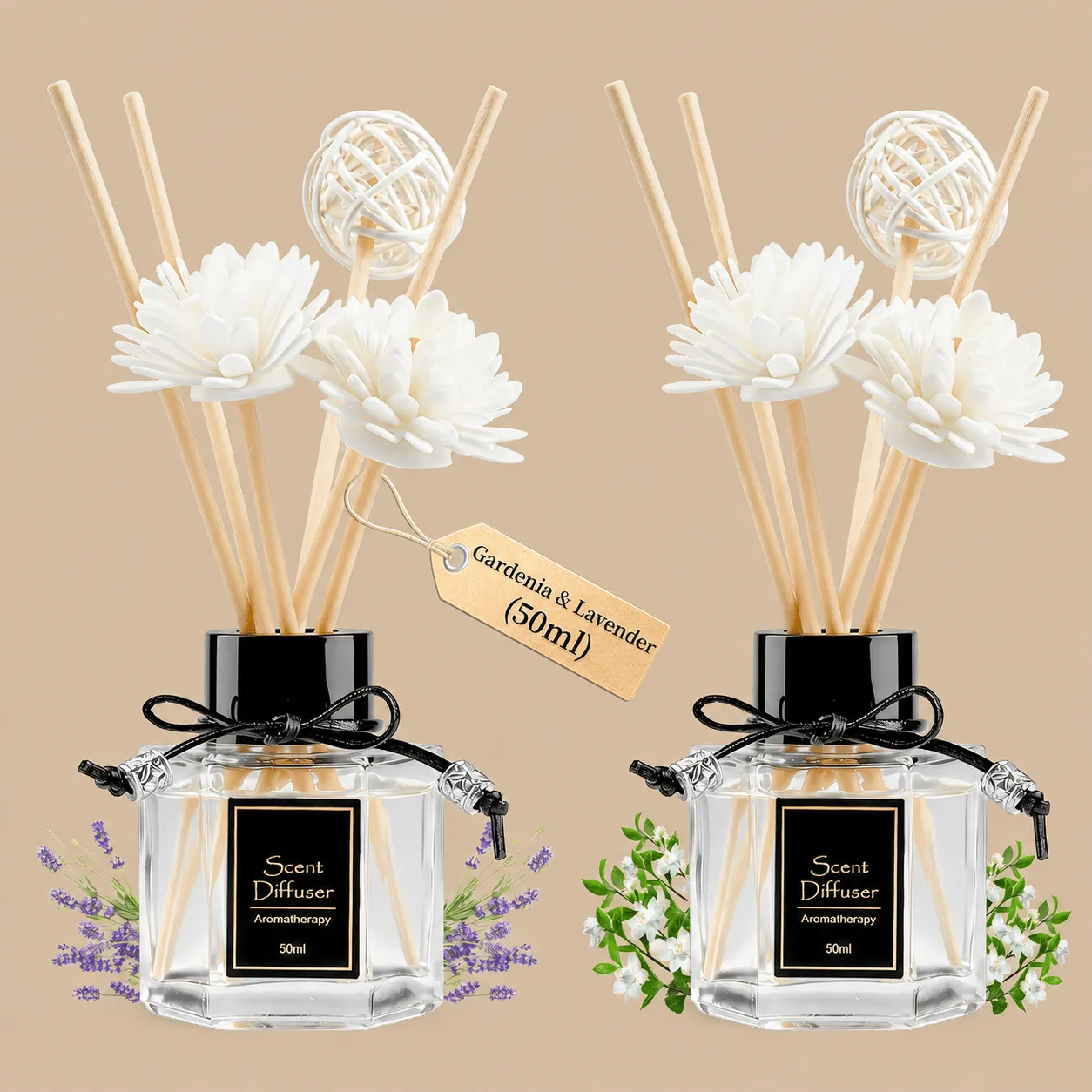 Lavender & Gardenia Reed Diffuser Set of 2: the shop's own photo