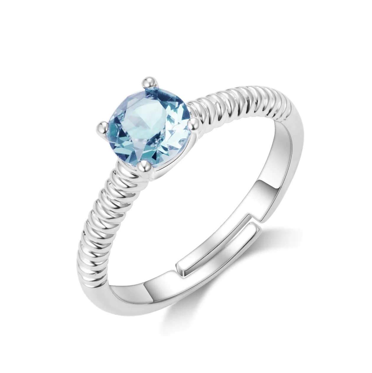 Light Blue Adjustable Crystal Ring Created with Zircondia® Crystals: the shop's own photo