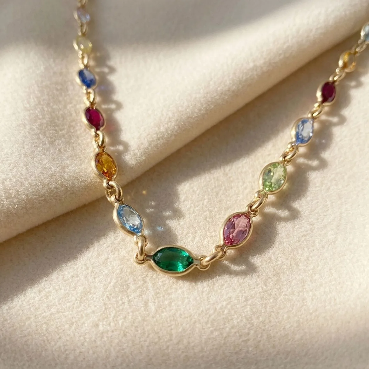 Colourful Multi Gemstone Rainbow Luxury Gold Plated Necklace: the shop's own photo