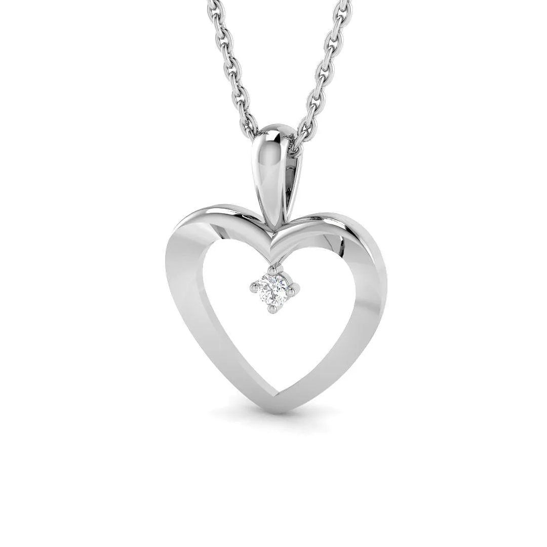 Heart Round Diamond Pendant | Minimalist Heart Diamond Pendant Without Chain - 950 Platinum / Natural Diamond(F/SI) / 0.10 Carat: the shop's own photo