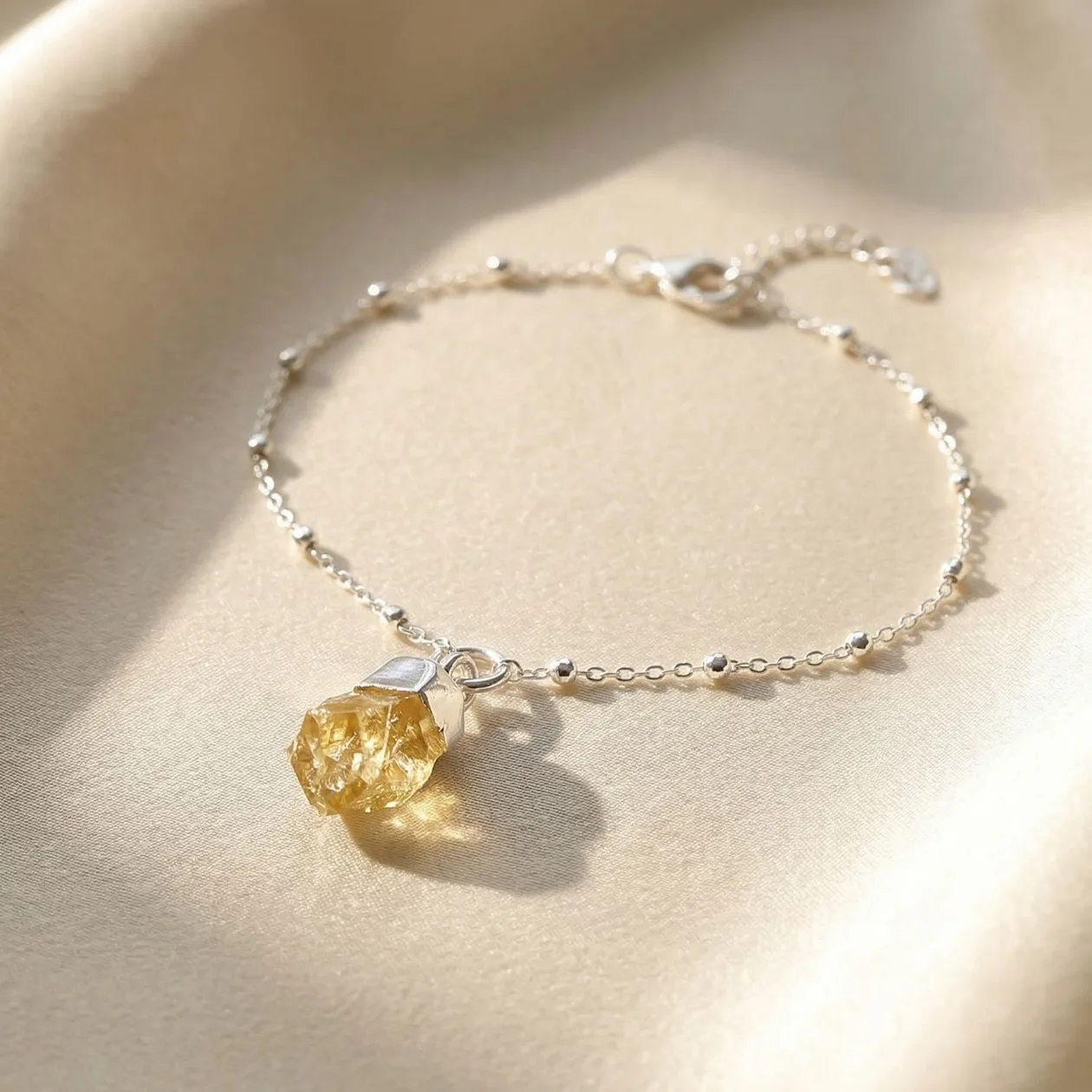 Raw Citrine November Birthstone Silver Bracelet: the shop's own photo