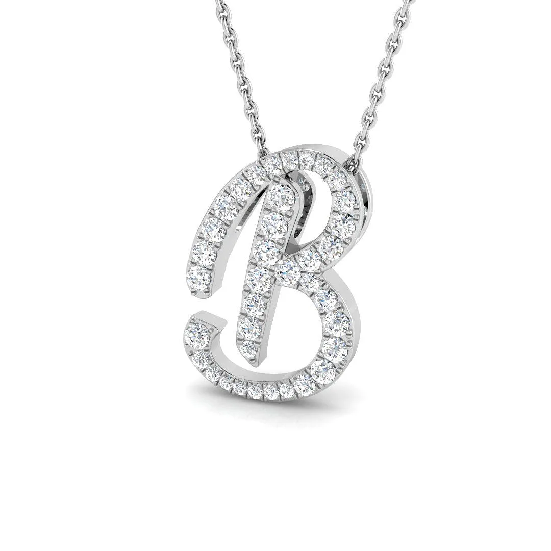 Paved Initial Diamond Pendant Necklace | Custom B Pendant | Round Diamonds - 18k Yellow Gold / 0.5: the shop's own photo