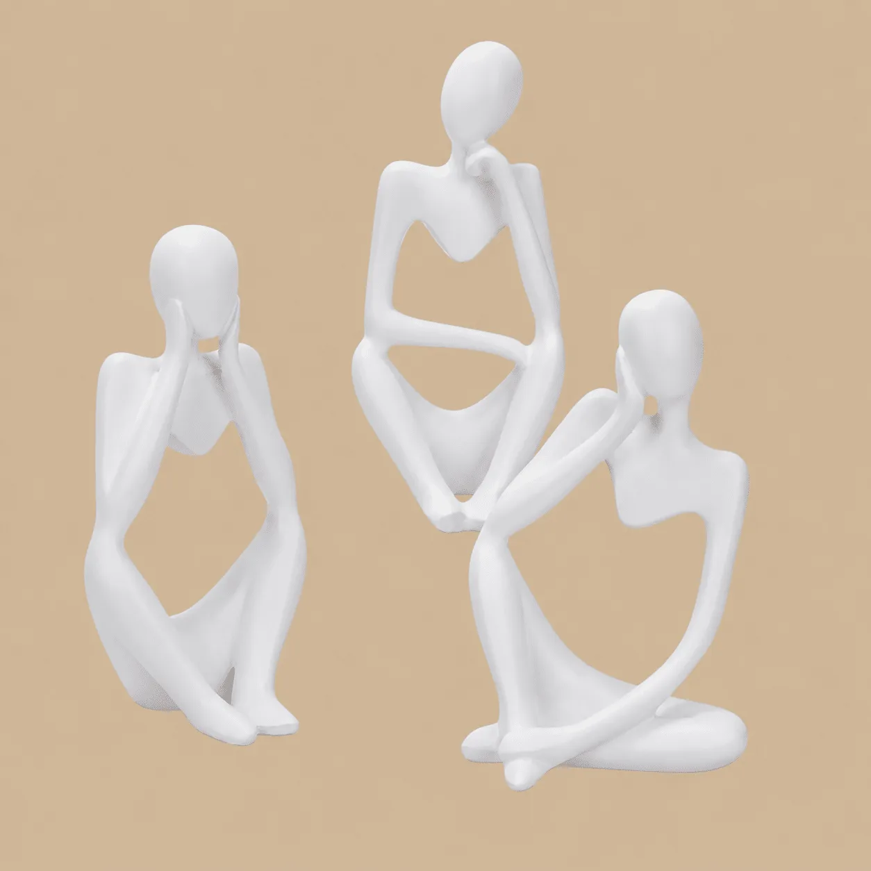 White Nordic Thinker Statues, Set of 3: the shop's own photo