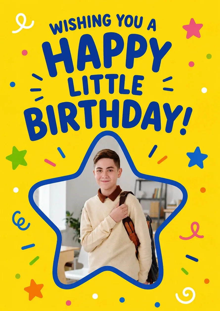 Happy Little Birthday Stars Photo Upload Birthday Card for Him: the shop's own photo