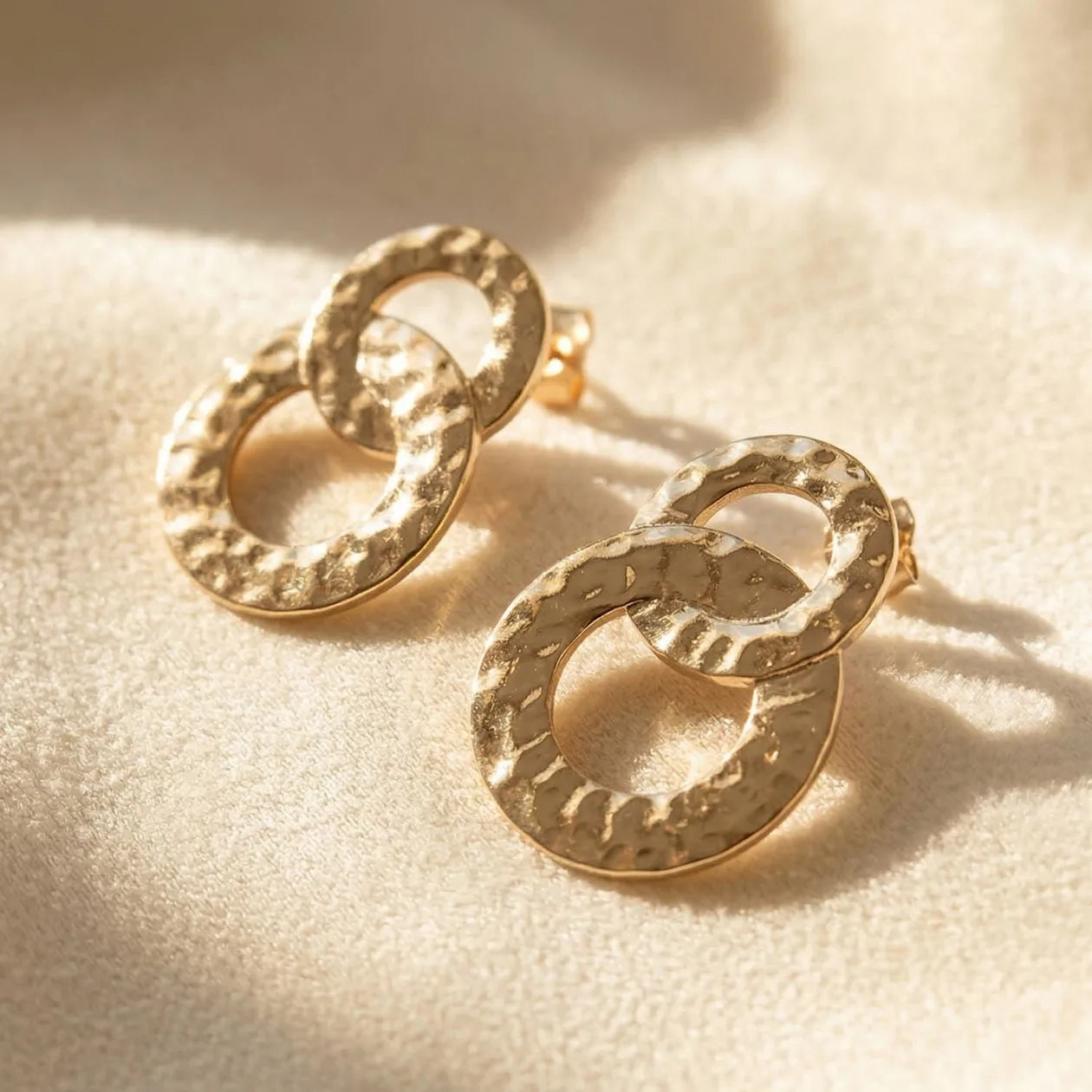 18ct Gold Plated Double Hoop Drop Earrings: the shop's own photo