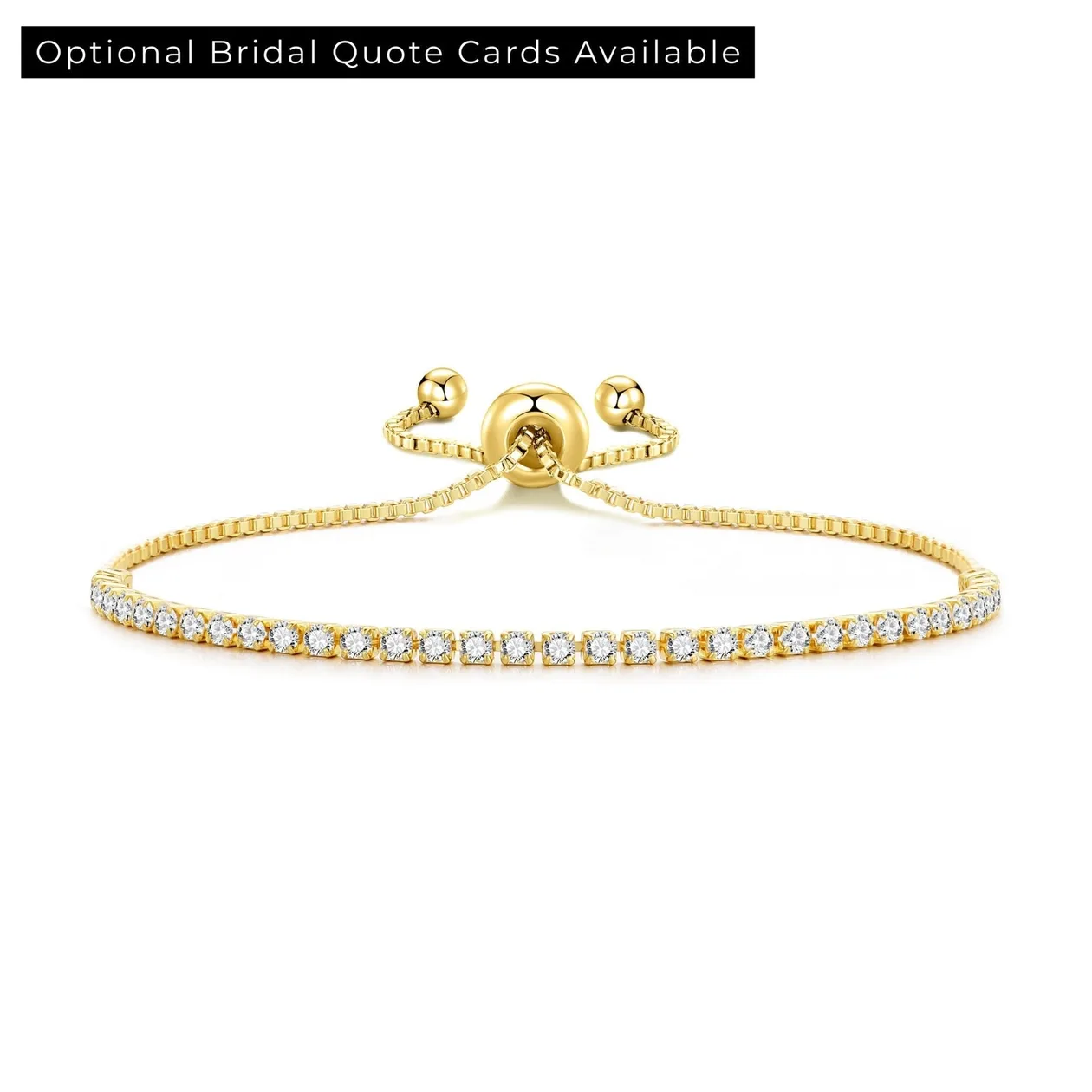 18k Gold Plated 2mm Adjustable Tennis Bridal Bracelet Created with Zircondia® Crystals: the shop's own photo