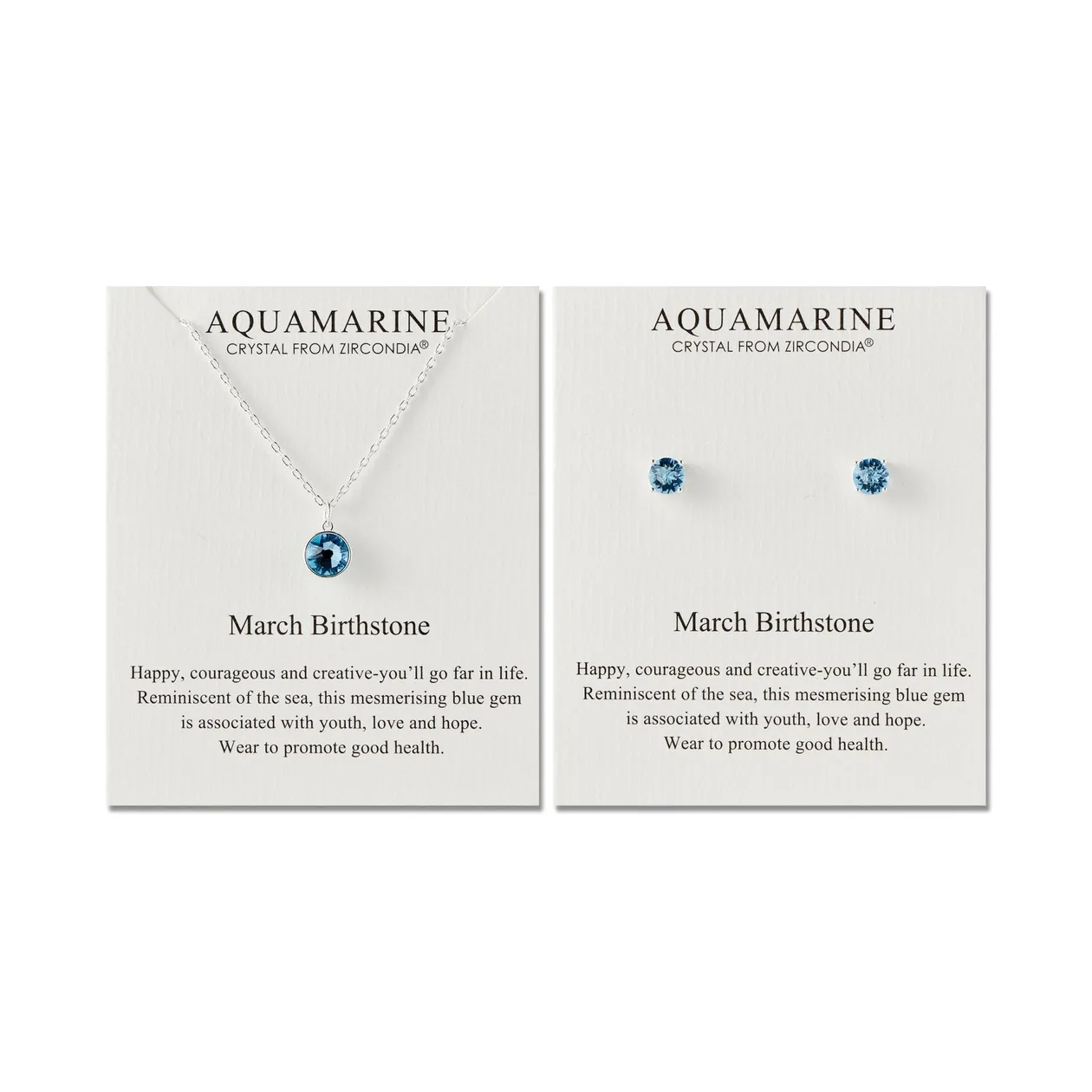 March (Aquamarine) Birthstone Necklace & Earrings Set Created with Zircondia® Crystals: the shop's own photo