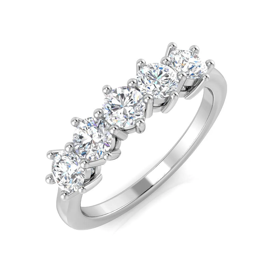 5 Stone Lab Grown Round Diamond Ring | Prong Setting | D/VVS - 1.00 Carat / 18k Yellow Gold: the shop's own photo