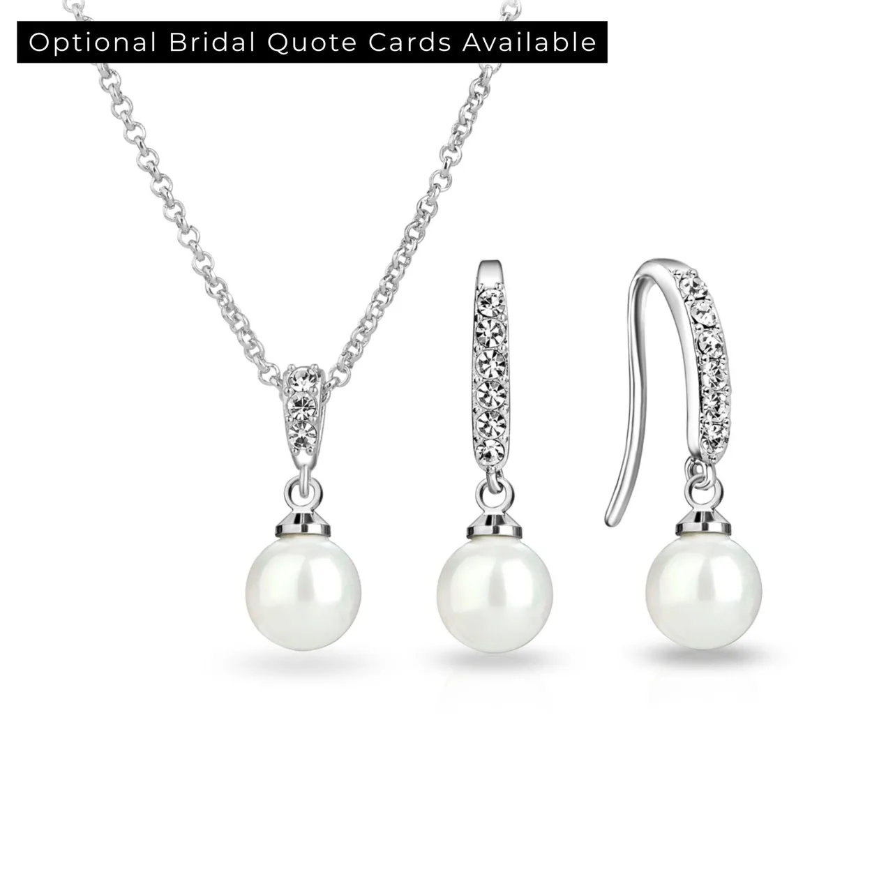 Silver Plated Pearl Drop Bridal Set Created with Zircondia® Crystals: the shop's own photo