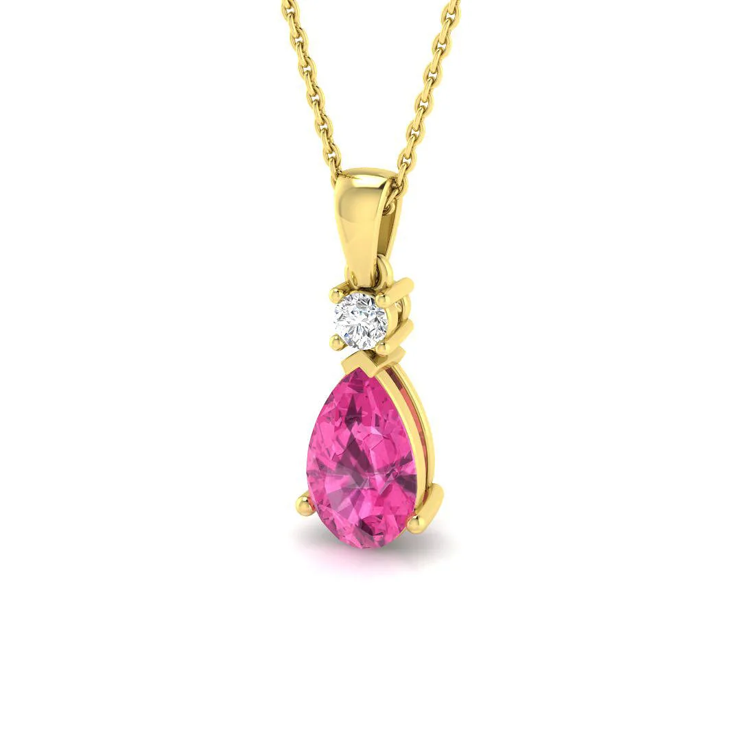 Marquise Pink Sapphire Pendant Diamond Drop Necklace (Without Chain ) - 18k Yellow Gold / Lab Grown Diamond (D/VVS) / 2 Carat: the shop's own photo