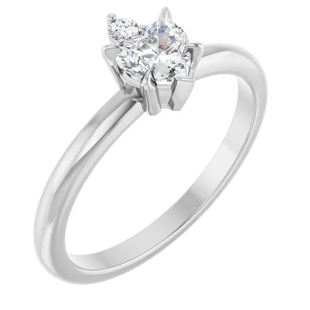 Heart White Sapphire Accented Ring with Diamond Accents in Platinum - 18k Yellow Gold / 2.90 Carat / Lab-Grown-AAA: the shop's own photo