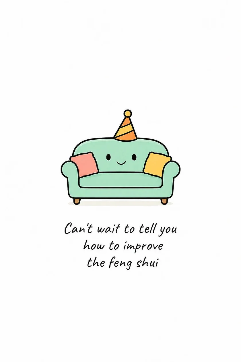 Funny Feng Shui Sofa New Home Card: the shop's own photo