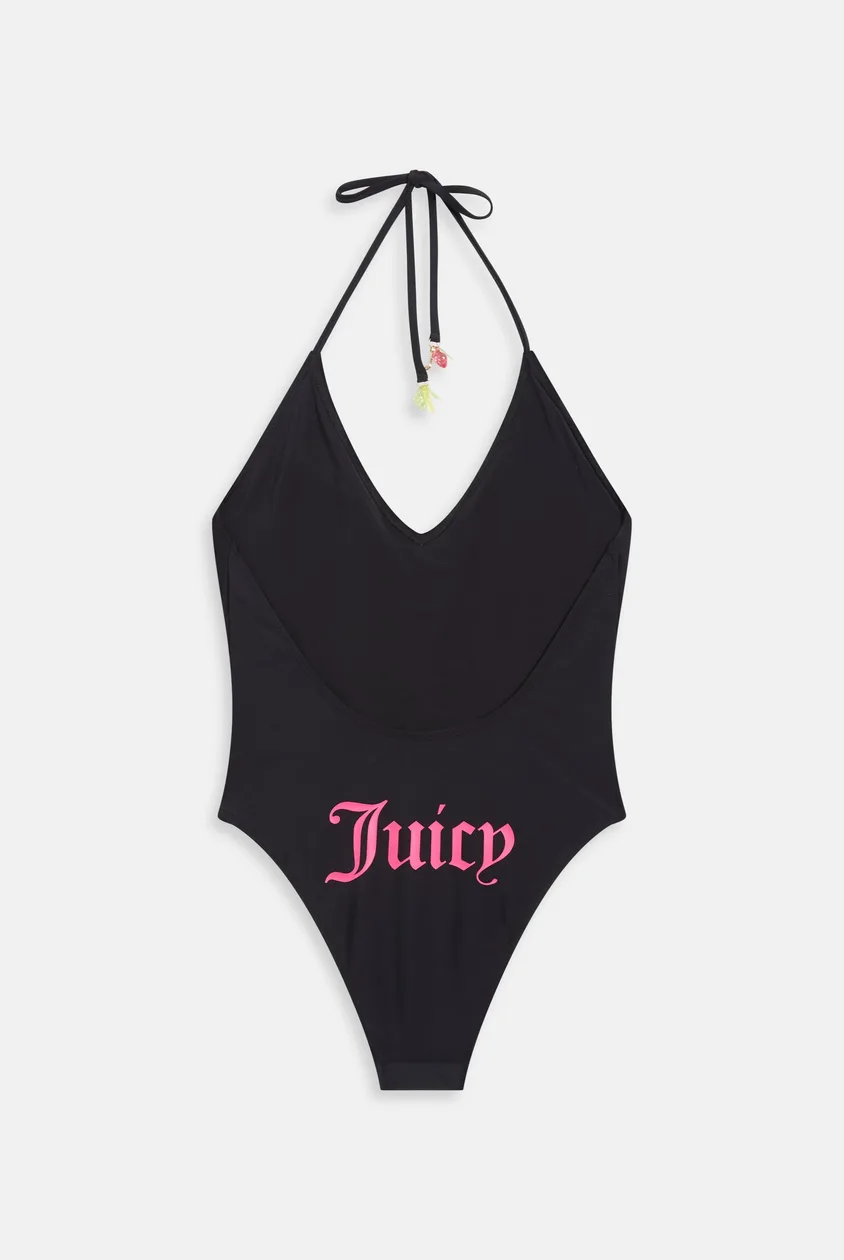 BLACK HALTER TIE SWIMSUIT - L / Black: the shop's own photo