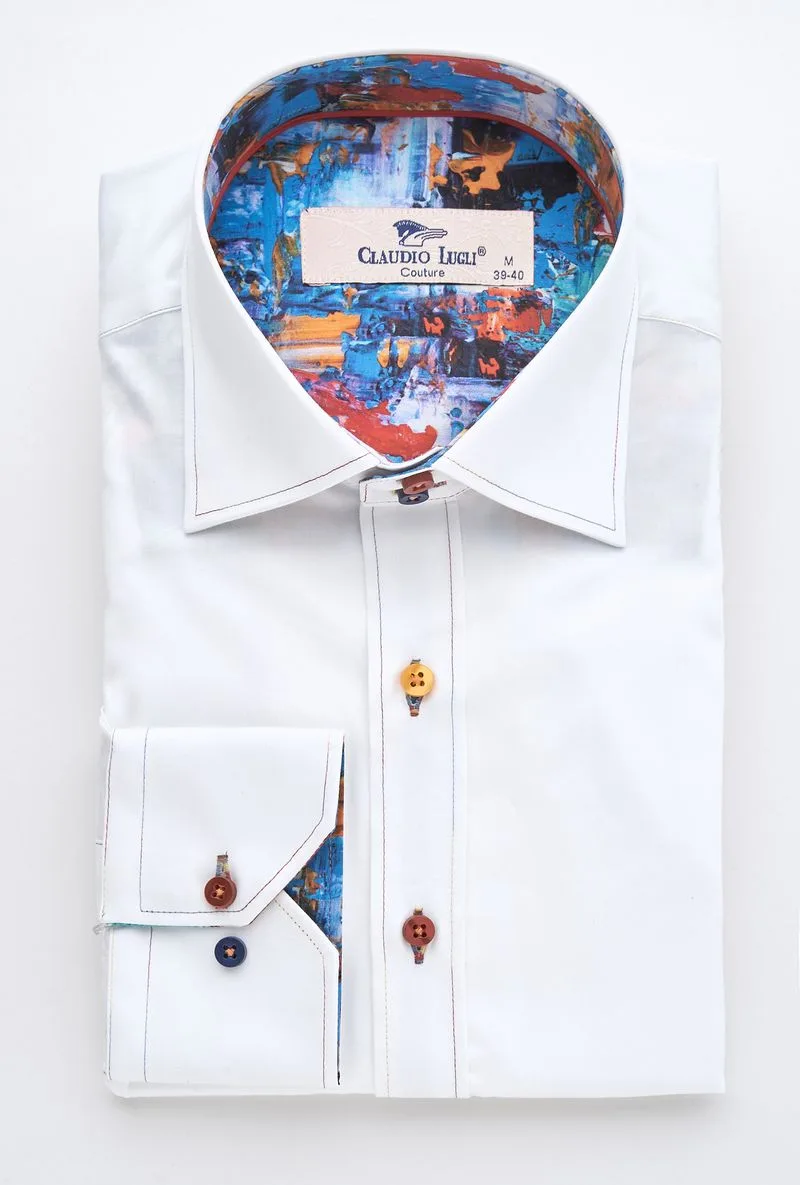 White Shirt with Abstract Trim: the shop's own photo