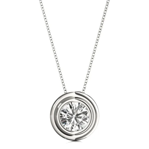 D-VVS Lab-Grown Round Cut Bezel Set Necklace Pendant - 0.25 / 9k White Gold: the shop's own photo