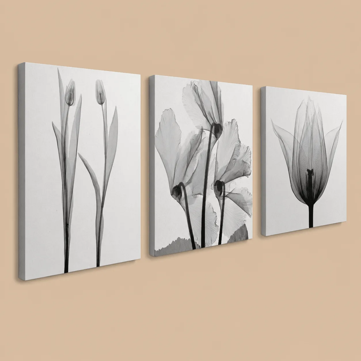 Grey Floral Canvas Wall Art, Set of 3: the shop's own photo