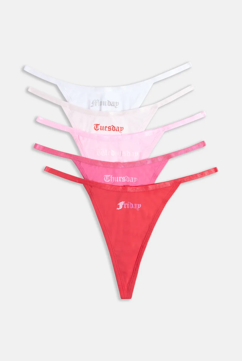 'MONDAY TO FRIDAY' PACK OF 5 THONGS - M / White: the shop's own photo