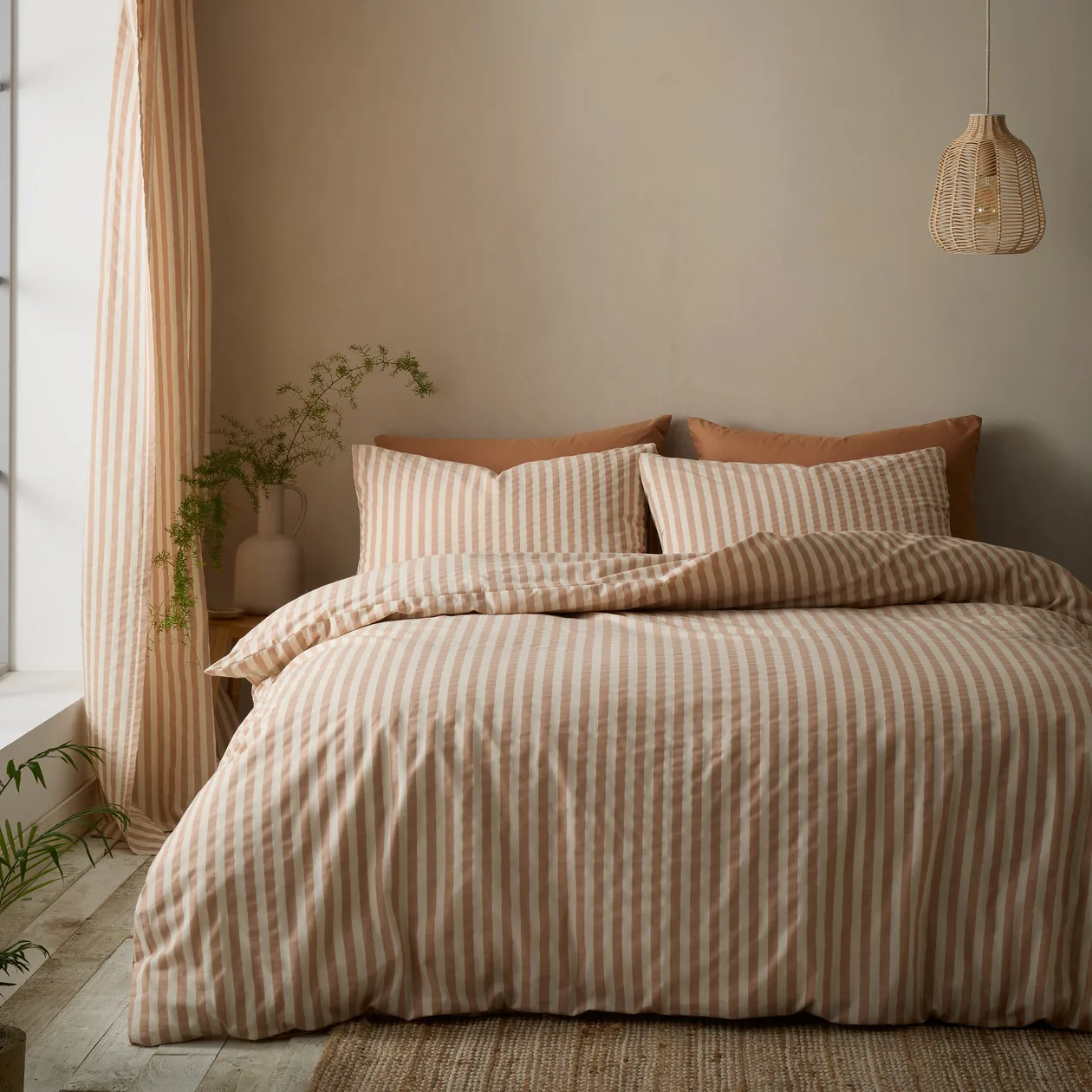 Pineapple Elephant Cotton Rich Woven Stripe Duvet Cover Set - Double / Clay: the shop's own photo