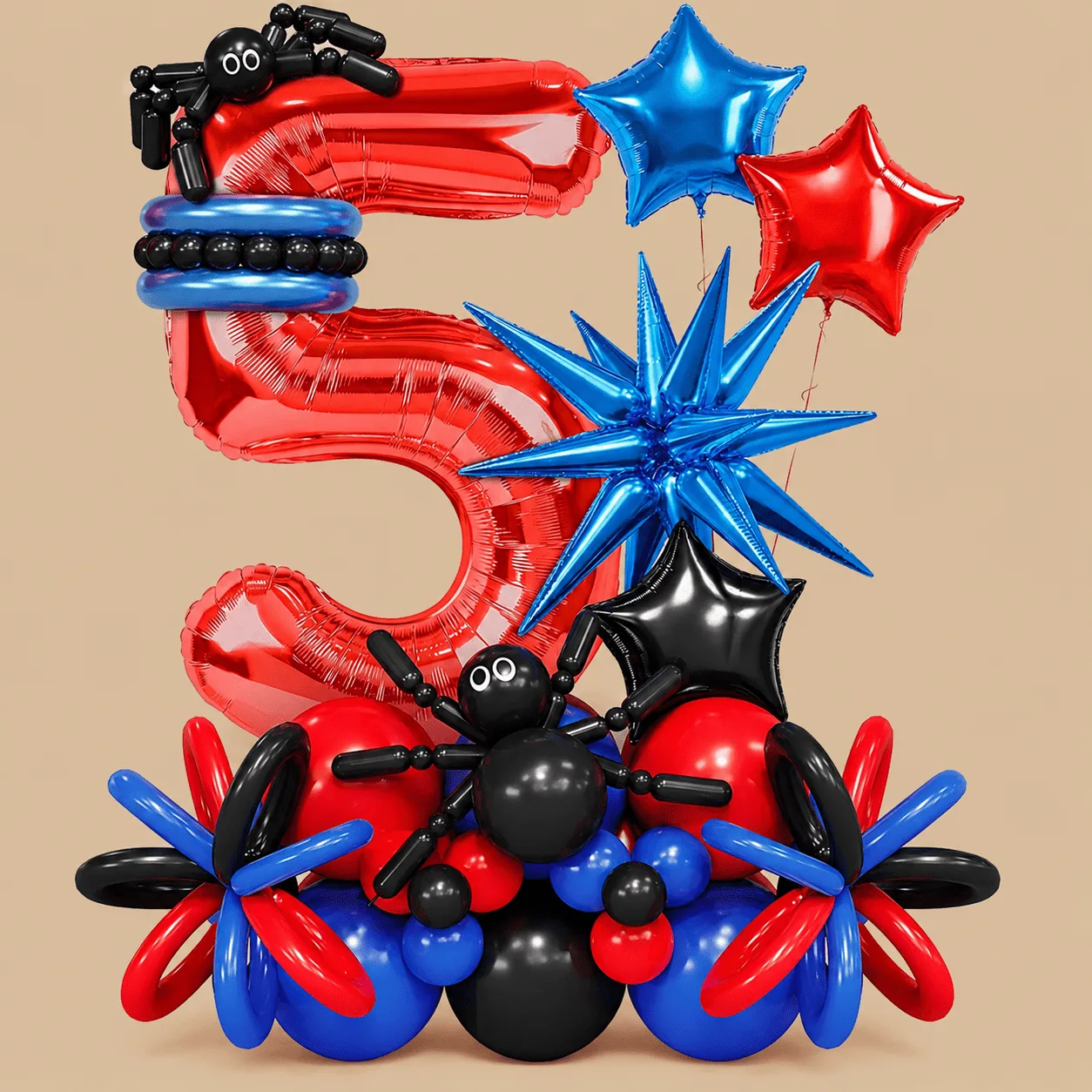 5th Birthday Black Spider Balloon Set: the shop's own photo