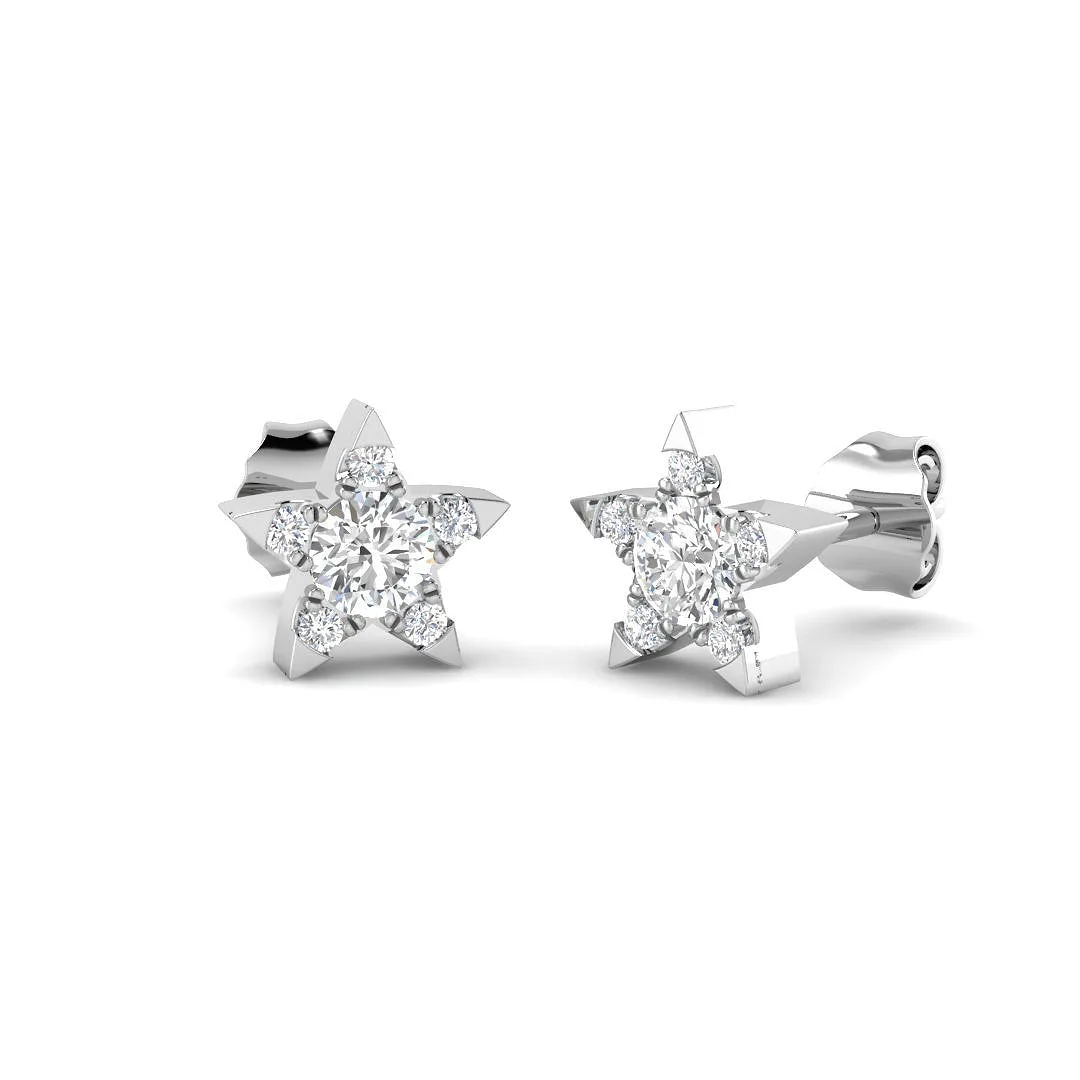 Stud Earrings with Star Shape Diamond Cluster - 0.5ct Gold - 0.5 Carat / Lab Grown Diamond(D-VVS) / 18k Rose Gold: the shop's own photo