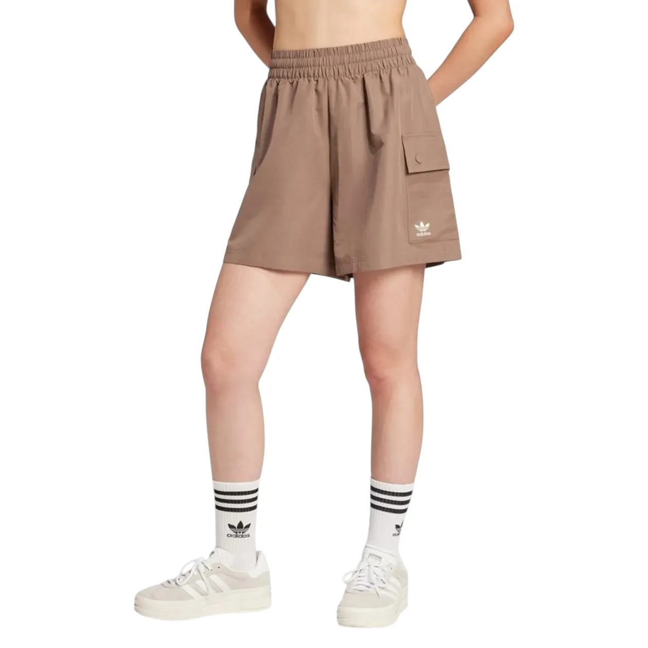adidas Originals Women's Essentials High-Waisted Cargo Shorts - Trace Brown | Size: M: the shop's own photo