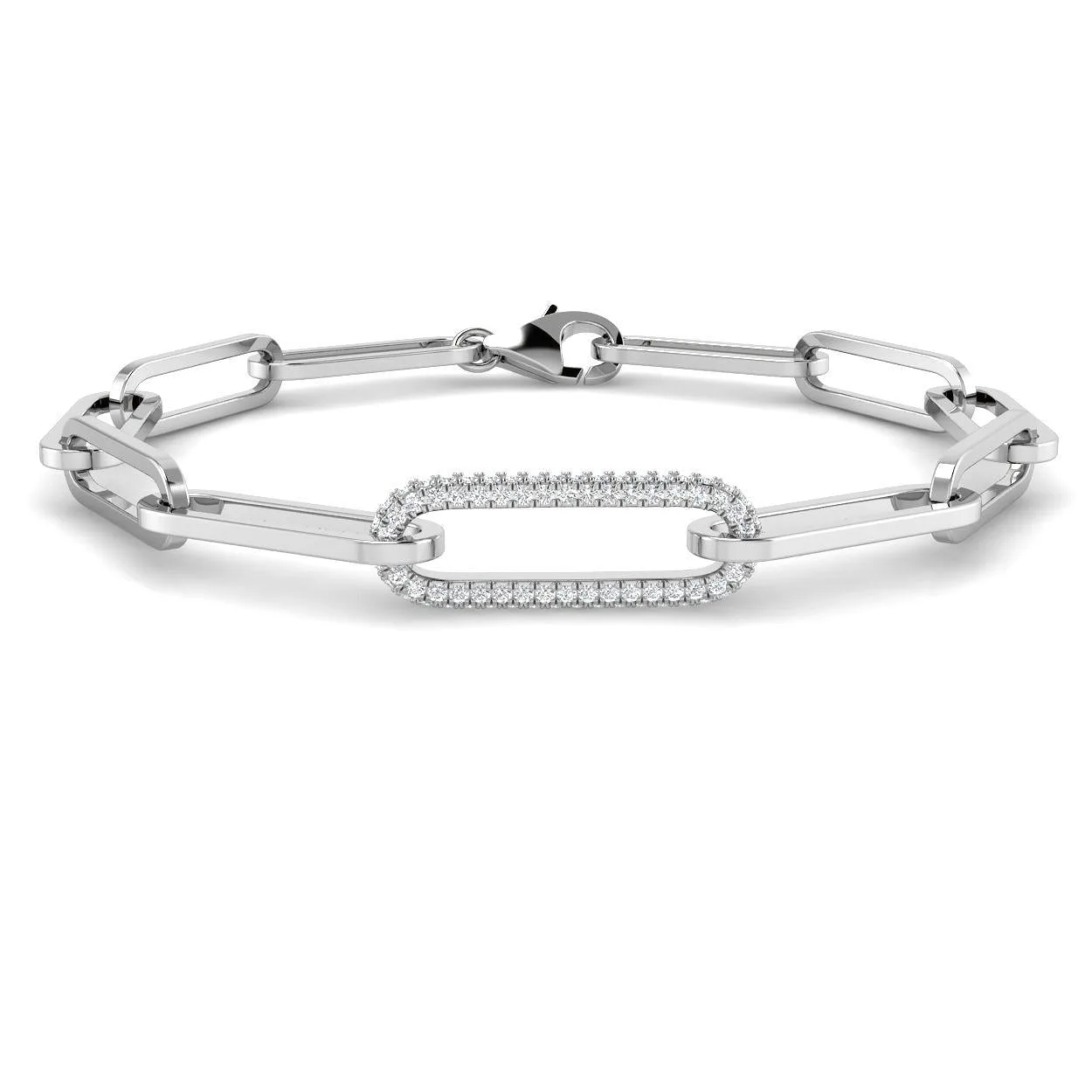 18K Yellow Gold Lab Grown Diamond Paperclip Link Bracelet with Lobster Clasp - 9k White Gold / 0.30 Carat / Natural Diamond: the shop's own photo