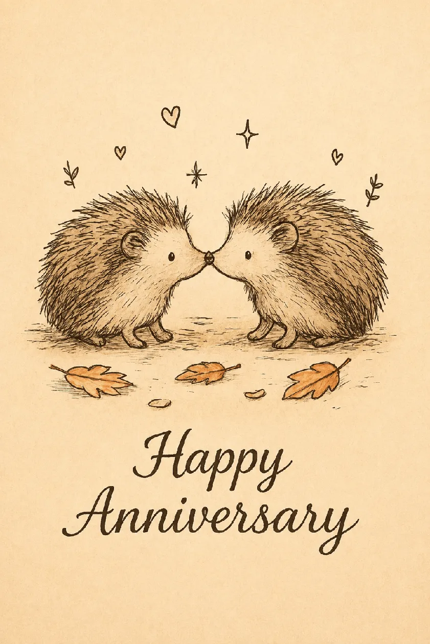 Cute Illustrated Pair Anniversary Card: the shop's own photo