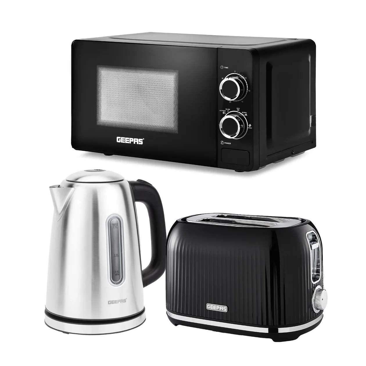 Illuminating Electric Kettle, 2 Slice Bread Toaster & Microwave Set: the shop's own photo