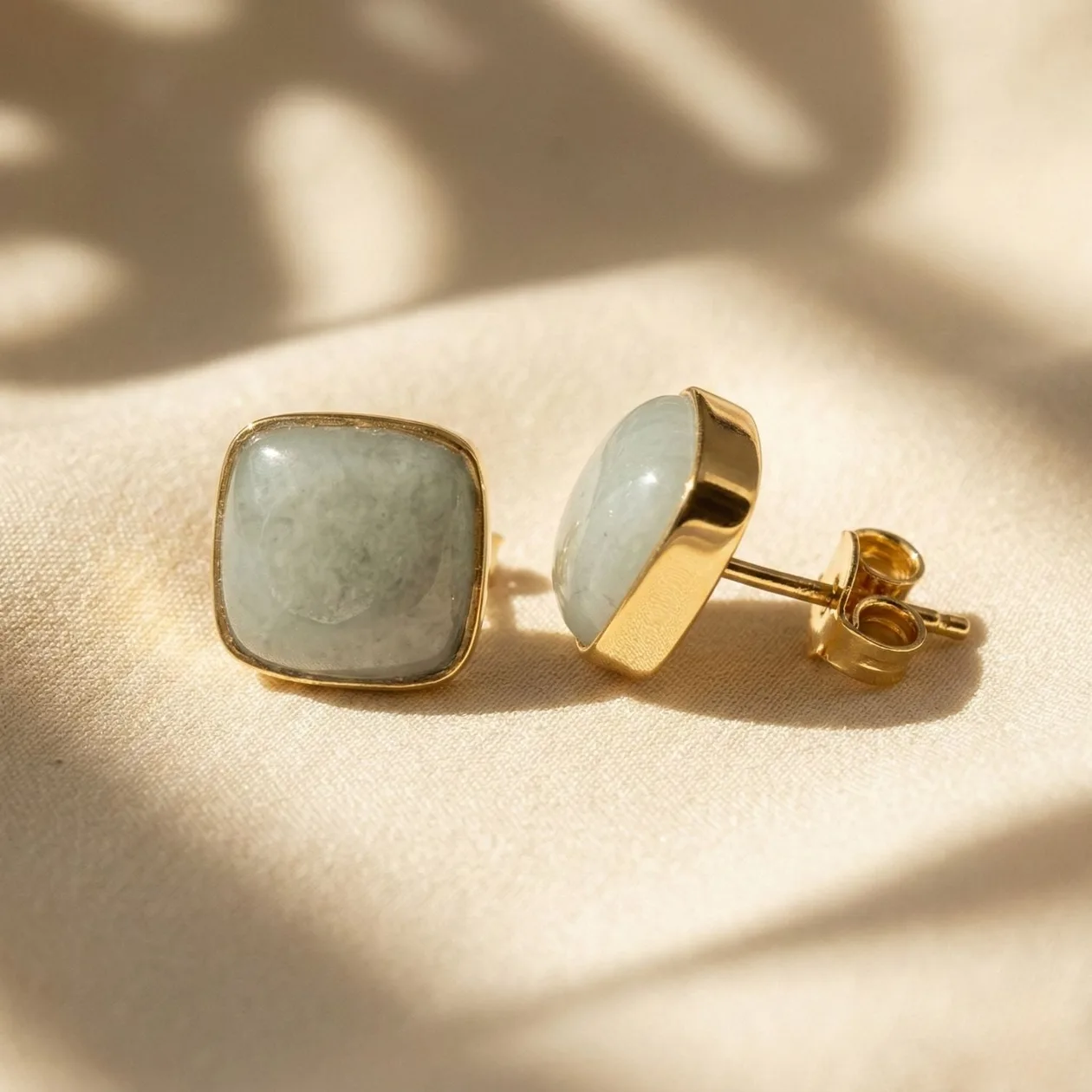 Gold Vermeil Aquamarine March Birthstone Stud Earrings: the shop's own photo