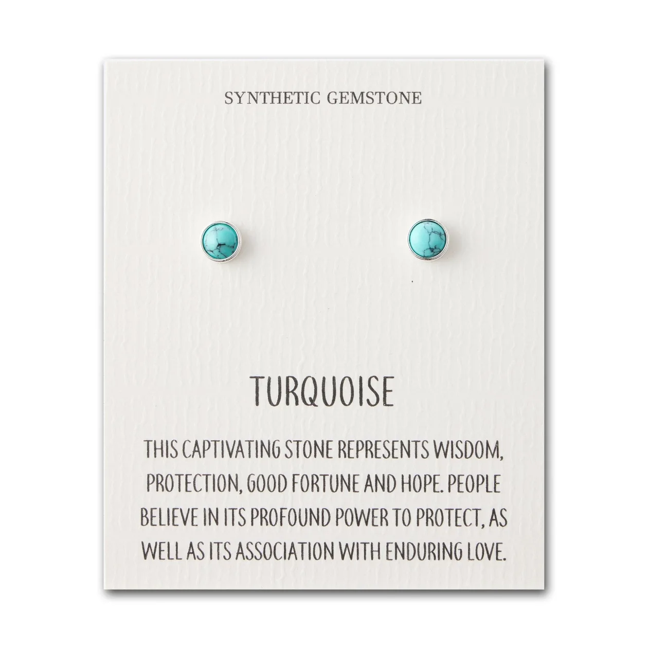 Synthetic Turquoise Stud Earrings with Quote Card: the shop's own photo
