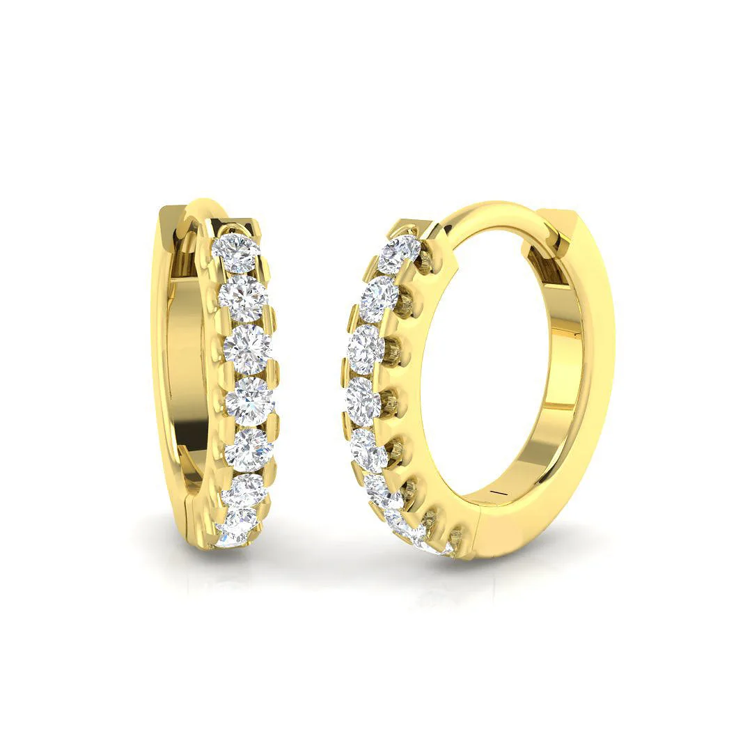 0.05–0.20 Ct Round Diamond Hoop Earrings | Lab-Grown & Natural | 9k/18k Gold & Platinum - 0.05 Carat / Lab Grown Diamond(D-VVS) / 18k Yellow Gold: the shop's own photo