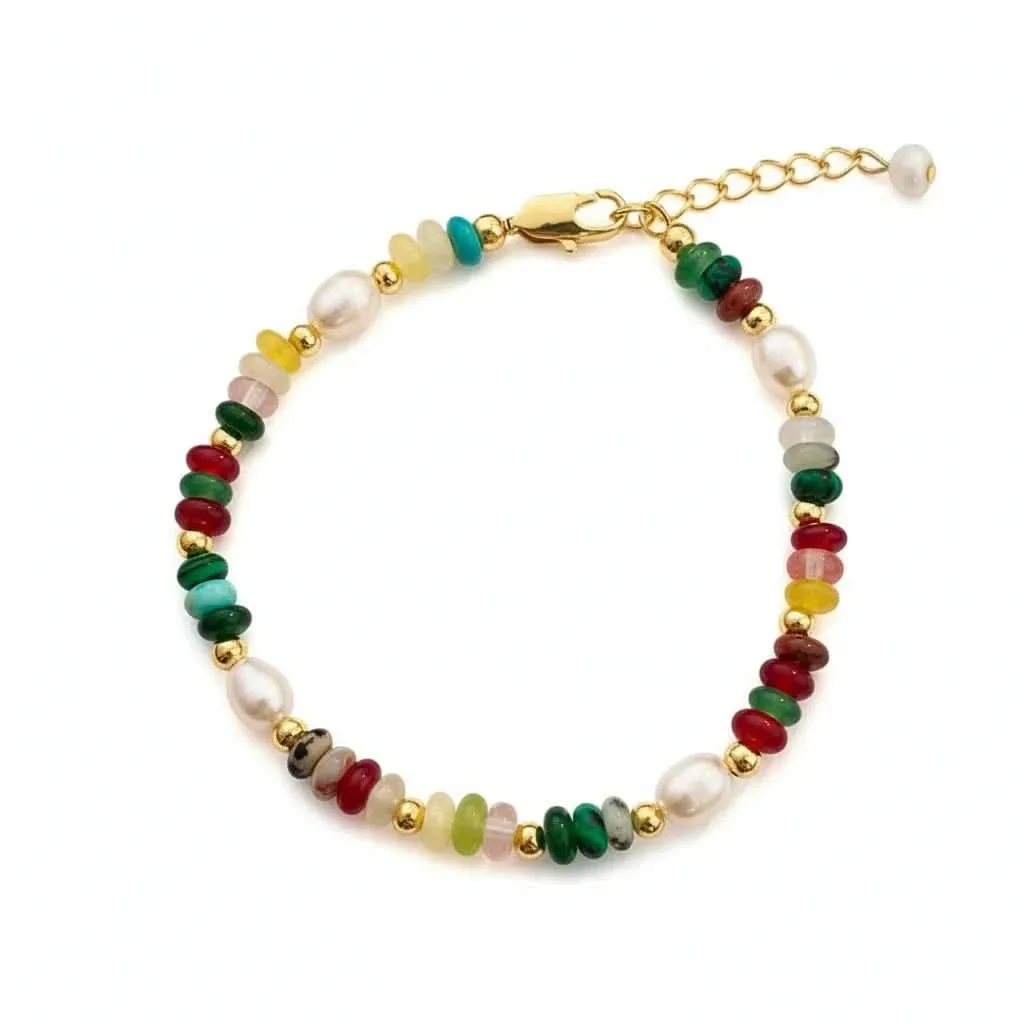 Multi-Coloured Natural Stone Pearl Bracelet: the shop's own photo