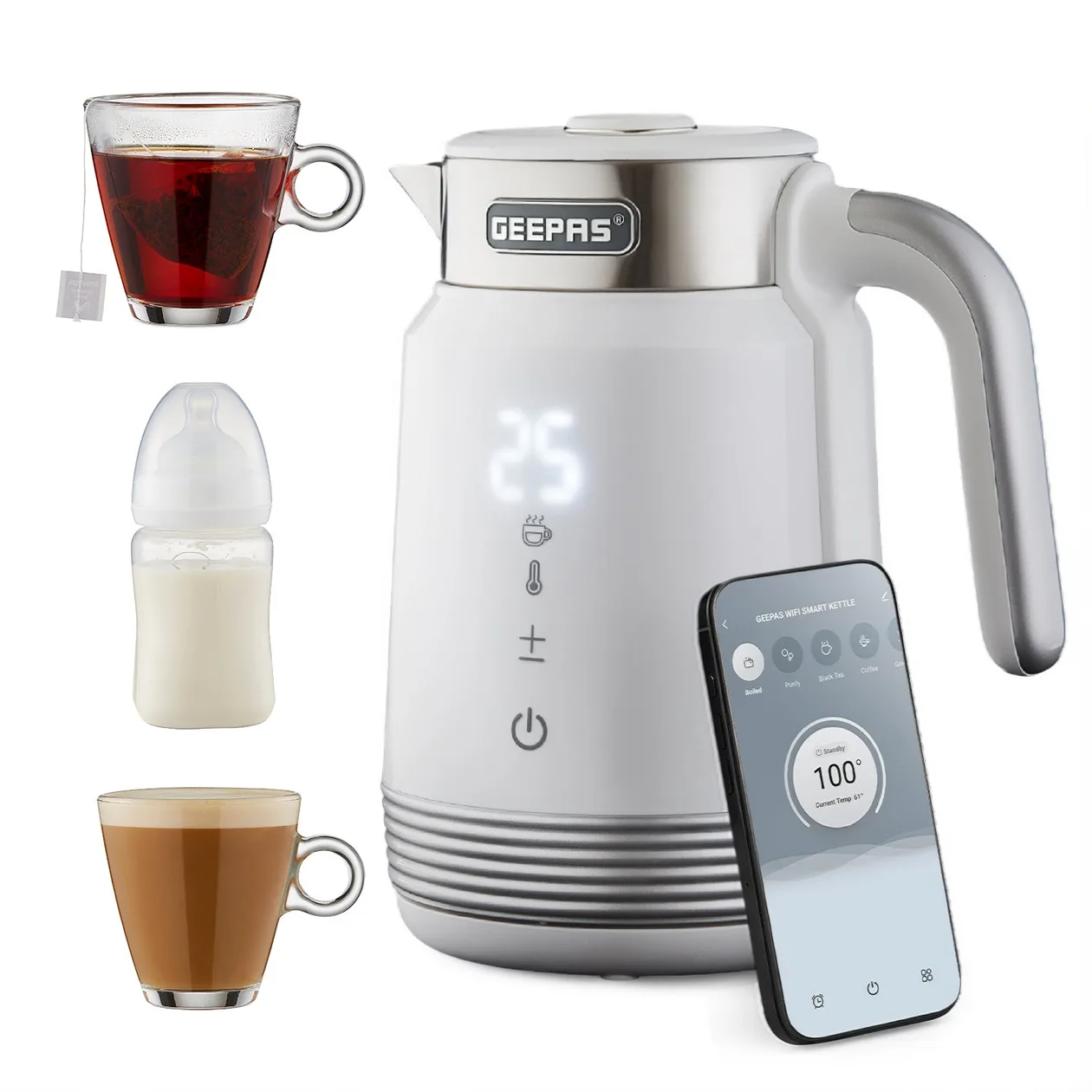 1.7L Stainless Steel Smart Kettle With Alexa Voice Control, White: the shop's own photo