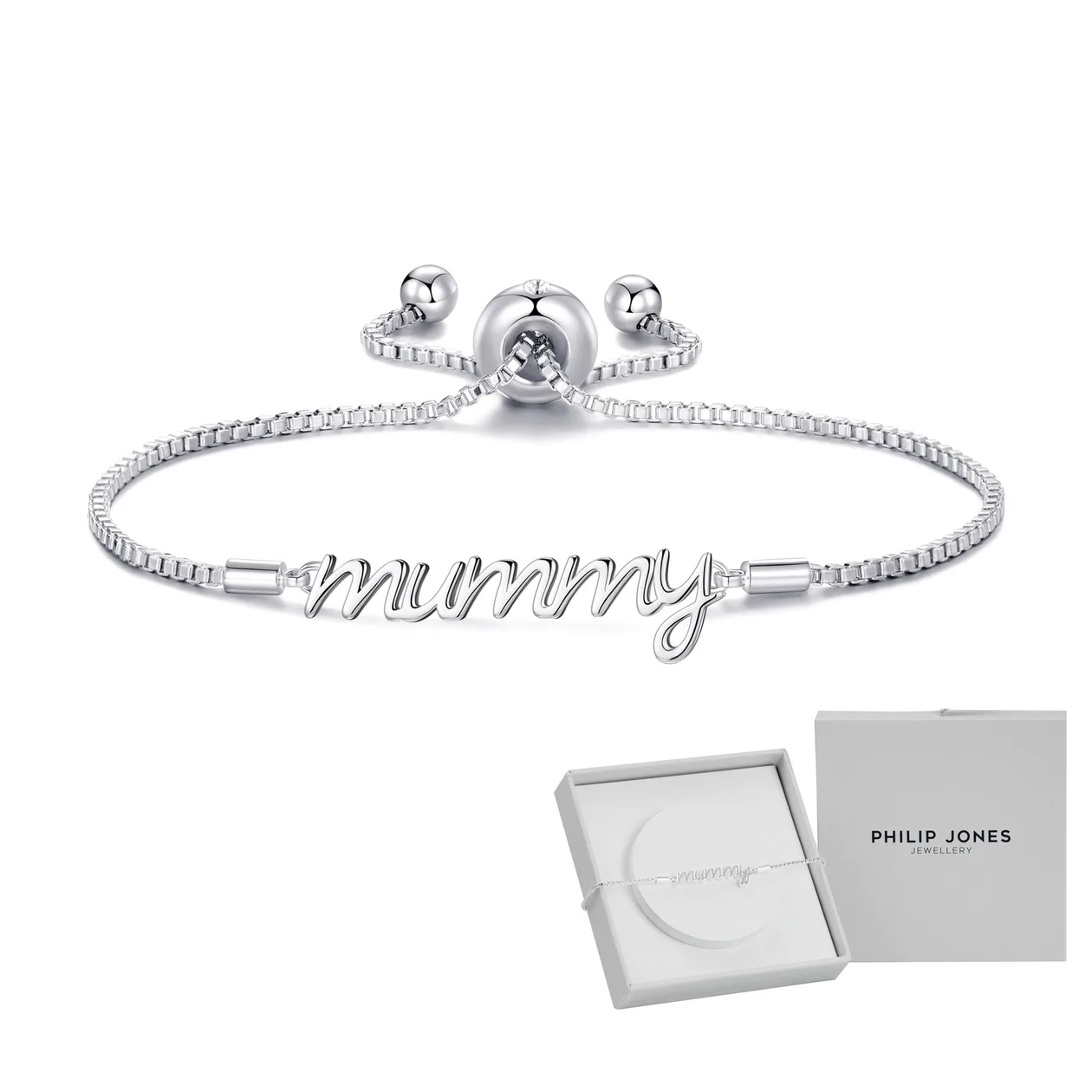 Silver Plated Mummy Bracelet Created with Zircondia® Crystals with Gift Box: the shop's own photo