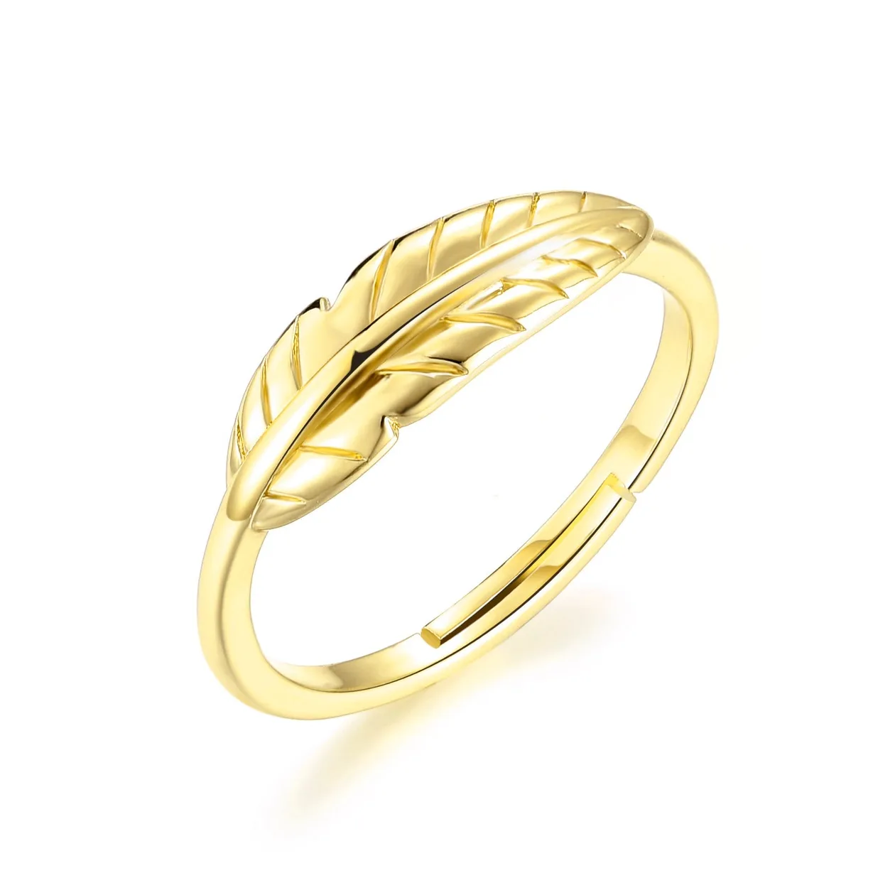 18k Gold Plated Adjustable Feather Ring: the shop's own photo