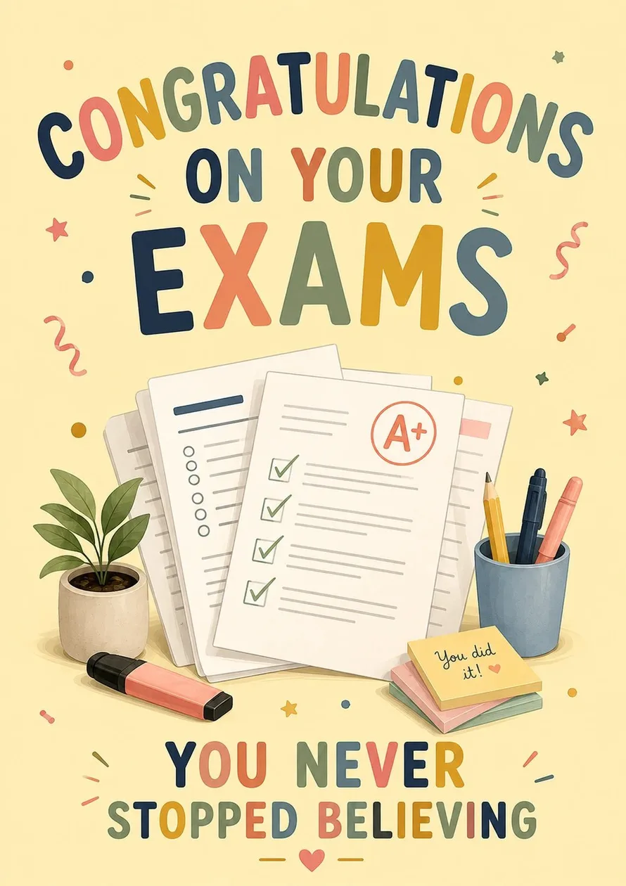Never Stopped Believing Exam Results Congratulations Card: the shop's own photo