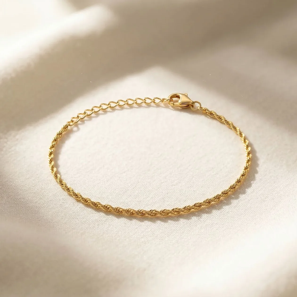Gold Plated Everyday Rope Chain Stacking Bracelet: the shop's own photo