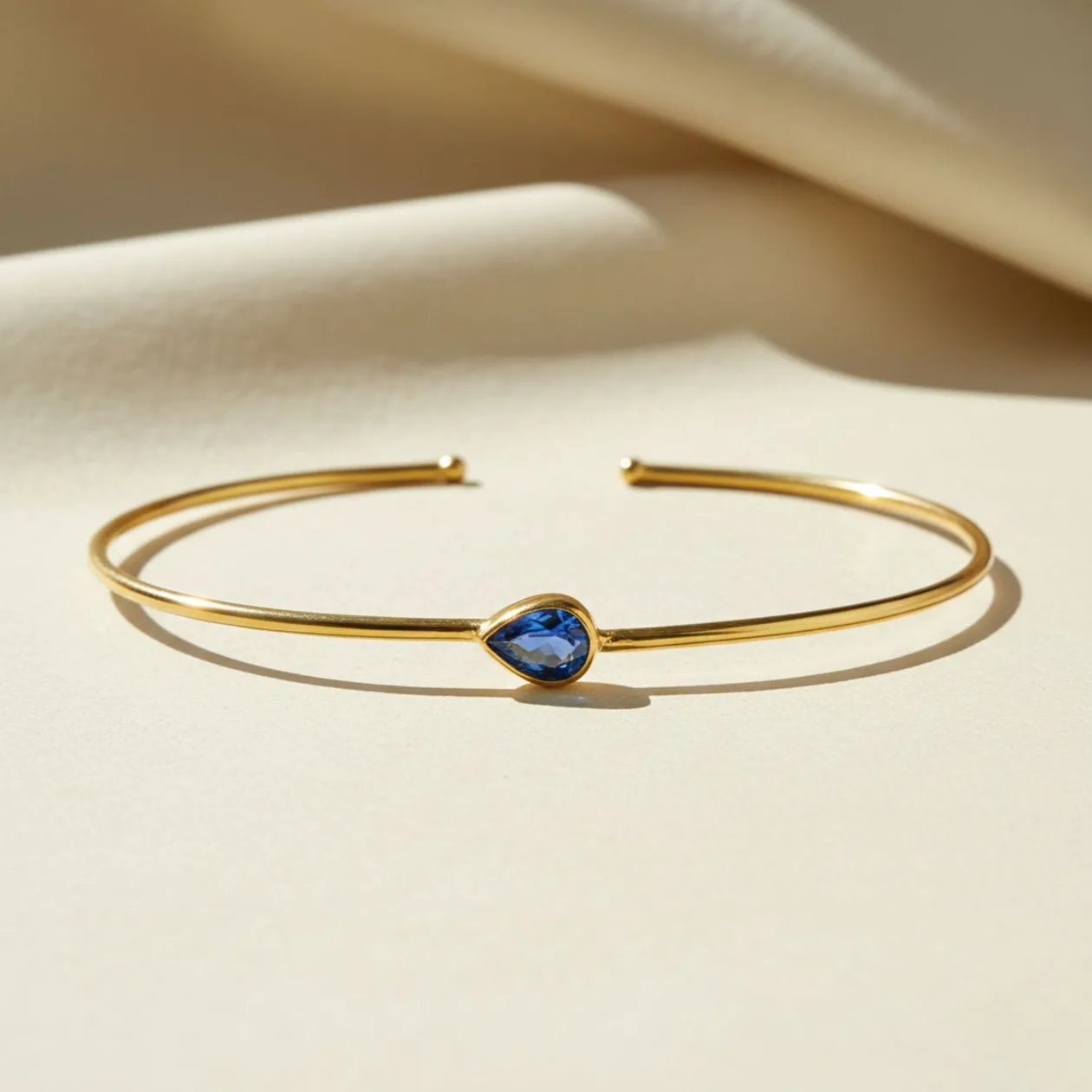 Sapphire September Birthstone Gold Vermeil Plated Bangle: the shop's own photo