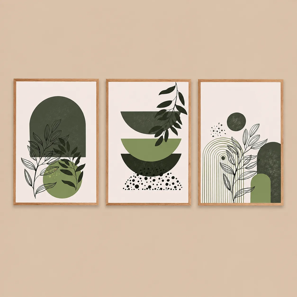 Abstract Green Geometry Wall Art, Set of 3: the shop's own photo