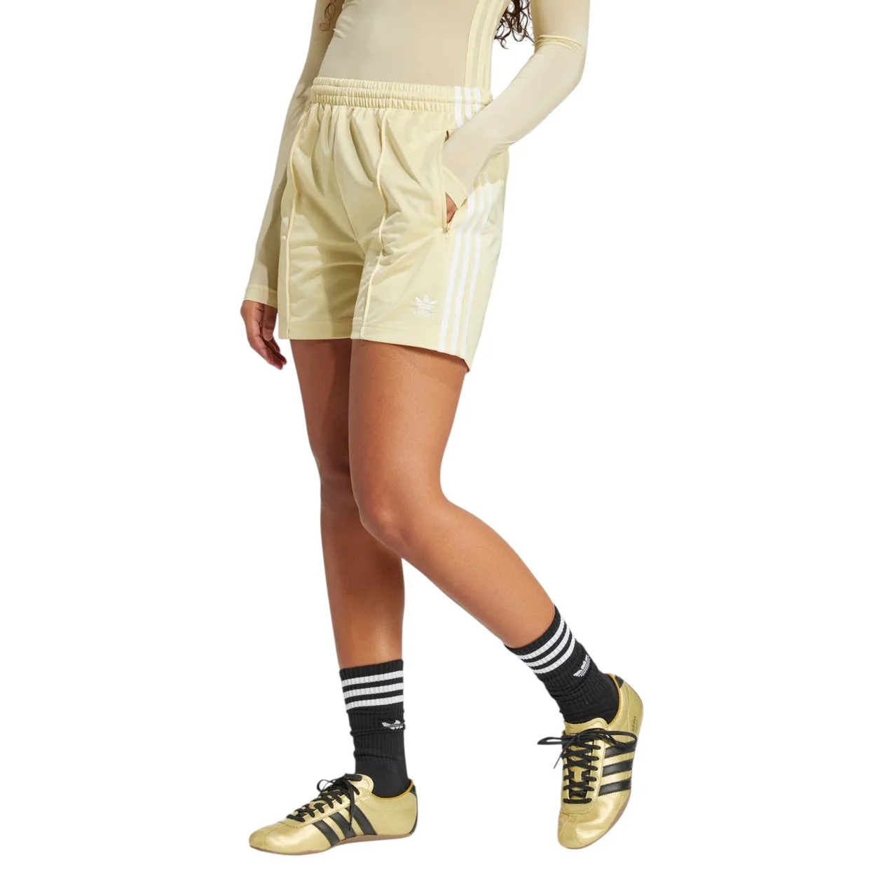 adidas Originals Women's Firebird Shorts - Powder Yellow | Size: L: the shop's own photo