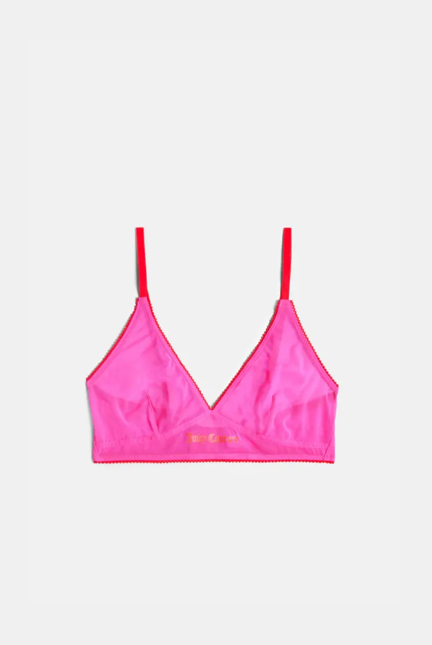 PINK GLO MESH SCALLOP EDGE TRIANGLE BRA - XXS / Pink: the shop's own photo