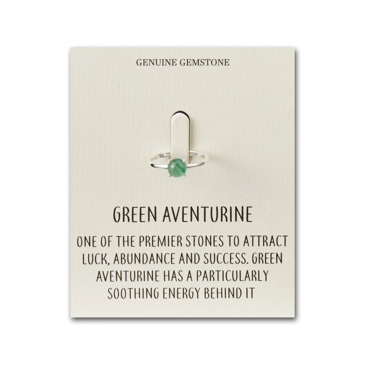 Green Aventurine Adjustable Ring with Quote Card: the shop's own photo