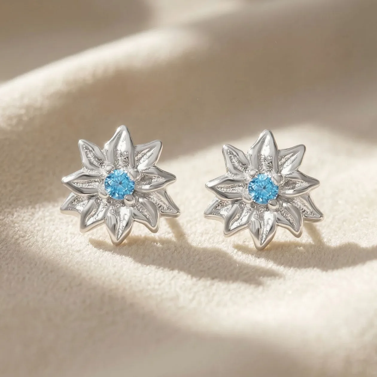 Sterling Silver Turquoise December Birthstone Holly Birthflower Stud Earrings: the shop's own photo